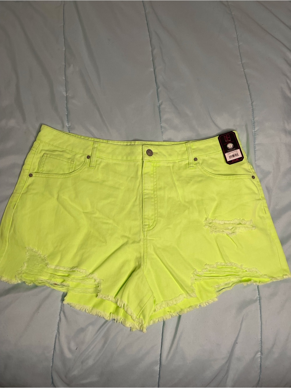 No Boundaries Neon Yellow Distressed Jean Shorts